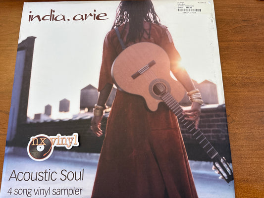 Vinyl record cover with a person holding a guitar, featuring the artist 'India.Arie' and album title 'Acoustic Soul'.