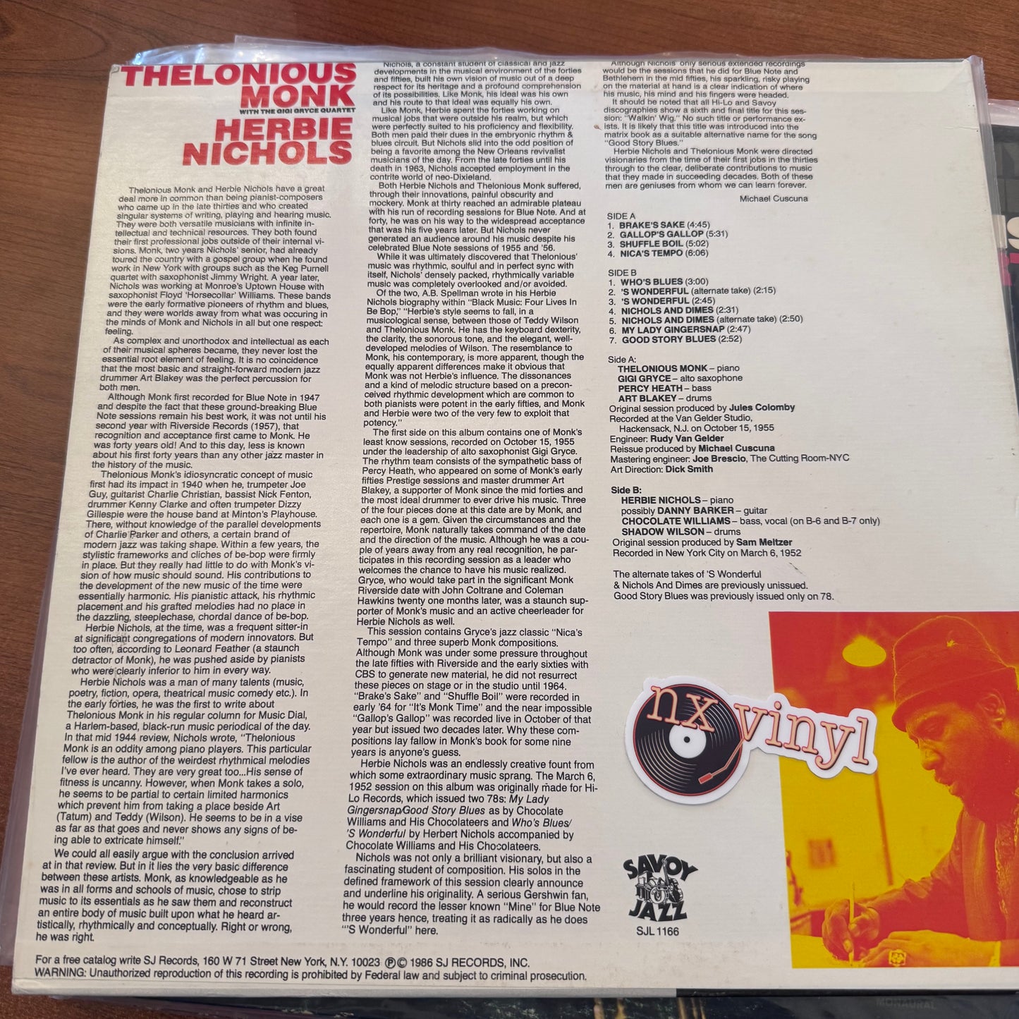 Herbie Nichols - Thelonious Monk With The Gigi Gryce Quartet