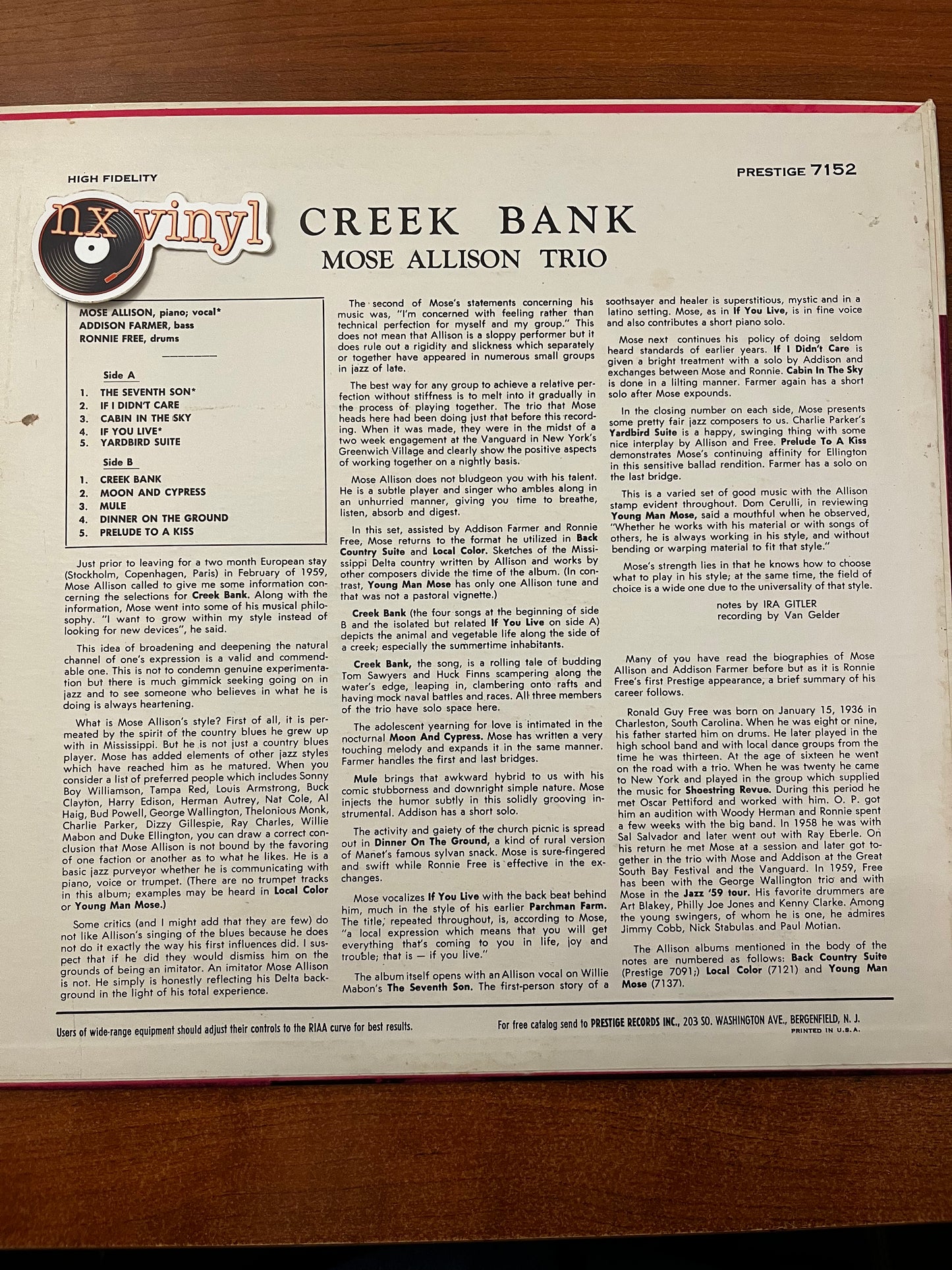 Mose Allison- Creek Bank Mose Allison (jazz)